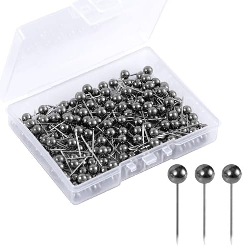 200pcs Map Push Pins,World Map Pins Round Head Drawing Pins for Travel Map Small Thumb Tacks Marking Pushpins for Cork Board Bulletin Picture Photo Home Office School DIY Craft (Black Gold)