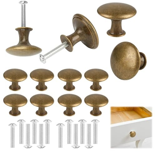 12 Stück Möbelknöpfe Bronze, Edelstahl Schrankknopf mit Schrauben, 30mm Schubladenknöpfe, Kommodenknöpfe Runde, Vintage Schrankknäufe, Schrankknöpfe für Türknauf Möbelknopf usw.