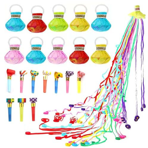 10 Pcs Party Luftschlangen zum Werfen, Magische Konfettipistole - Buntes Tischfeuerwerk und Knallbonbons für Silvester, Geburtstag und Alle Feste - Mit Lustigen Luftschlangen Spray, Popping Candy