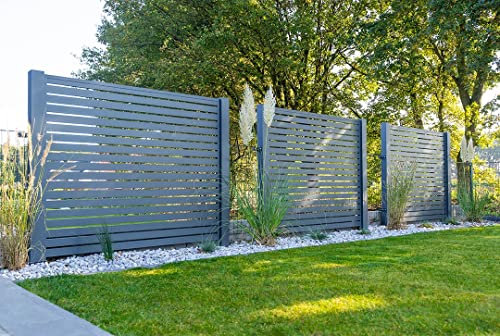 Moderner Aluminium-Lamellenzaun, Sichtschutz für Garten, Rahmen und Lamellen aus Aluminium