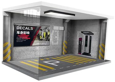 Generic Vitrine pour Modèles Réduits 1/18 avec éclairage, Espace de Stationnement En Acrylique, gris