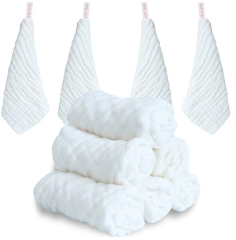 ABirdon 10 Stück Baby Musselin Waschlappen, 30x30cm Mulltücher Bio-Baumwolle Weiche Baby Handtücher, Gesicht Handtuch, Mehrzweck Gesichtstüche für Jungen und Mädchen