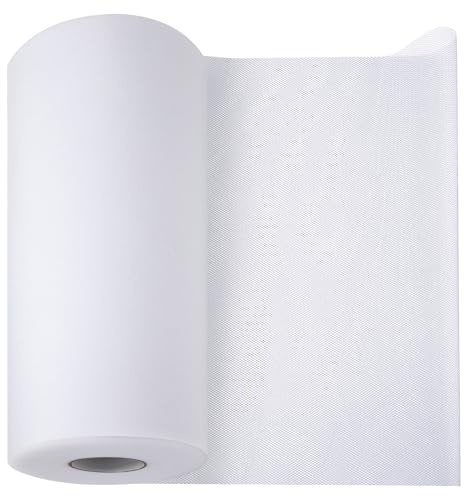 Rotolo di Tulle 30cm x 91.5m Bobina di Tulle Poliestere Nastro per Bouquet Fiori Matrimonio Tutu Gonna Regalo Confezione Mestiere Tavolo Runner Fai da Te Bianco