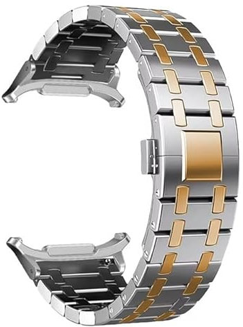 Quirxio Cinturini in acciaio inossidabile per Samsung Galaxy Watch 7 Ultra 47mm No Gaps Bracelet Correa Watch 7 Ultra 47mm Wristband(Silver Rose Gold)