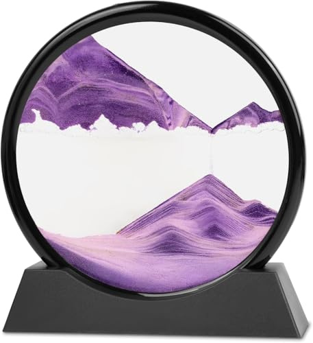 RCQD Sandbilder zum Drehen 3D Sanduhr - Sandbild Geschenke Sanduhr Deko 3d sanduhr tiefsee-sandlandschaft Aesthetic für Büro Wohnzimmer Schreibtisch Erwachsene Kinder (Lila, 7'')