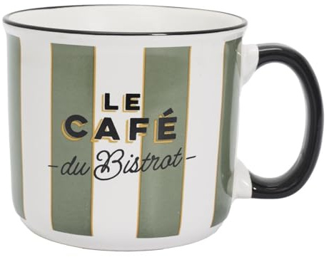 HowHomely | Tasse en céramique 450 ml rétro – Noir – Grande tasse à café au design vintage, tasse en céramique, gobelet pour café, thé, cappuccino