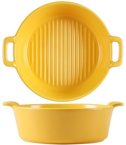 Jaamyears Auflaufform für Ofen, runde Lasagneformen, ofenfest, Keramikschalen für Auflaufform, Keramik-Backblech