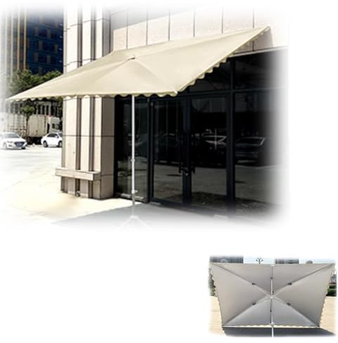 Verstellbarer, rechteckiger Terrassenüberdachung für Balkon, Veranda und Wand, 200 x 300 cm, Khaki, 3,5 x 2,5 m, Outdoor-Schutz