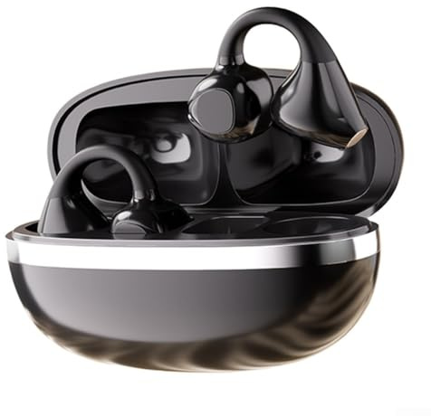 Wireless Earbuds, Open Ear Clip Headphones With Bt 5.4 70H Playtime IPX4 Waterproof Noise Cancelling For Sports Running Gym(Black)