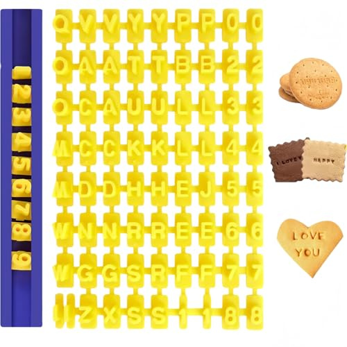 QHFlashbuy Tampons pour Biscuits 72 Pièce Emporte Piece Alphabet et Chiffre,Cookie Stamp Letter Stamp,Biscuit Stamp De L'alphabet pour Biscuit Glaçage Fondant à L'argile