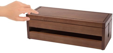 Uonlytech Massive Holz Kabelbox mit Rutschfesten Füßen und Abgerundeten Ecken Kabelaufbewahrungsbox für Steckerleisten und Adapter Geeignet für Arbeitszimmer und Wohnzimmer