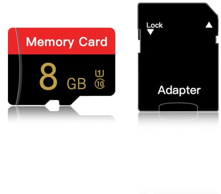 Micro Memory Card 8GB with Adapter, C10/U1/UHS-I/A1, TransFlash Card, TF Card for Tablet/Smartphone/Printer/Personal Computer/Game Console/Camera (Red 8GB*1)