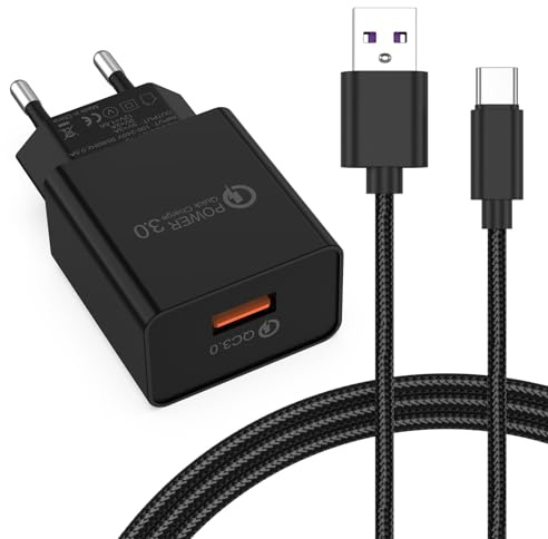 USB Ladegerät mit Ladekabel USB C Schnellladekabel für Samsung Galaxy A05s A14 A15 A16 A20e A34 A51 A52s A53 A54 S8 S9 S10 S20 S21 FE Plus Z Flip3, Android Handy Schnellladegerät Netzteil Adapter (1)
