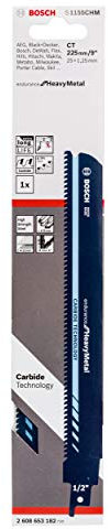 Bosch Professional Säbelsägeblatt S 1155 CHM Endurance for Heavy Metal (für Metall, 225 x 25 x 1,25 mm, Zubehör Säbelsäge)