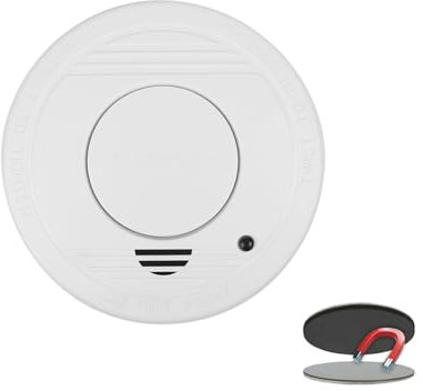 Rauchmelder mit 1 Jahres Batterie & Magnethalter - Stummschaltfunktion EN14604 - Extra große Testtaste