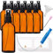 HandsUnity 100ml-12 piezas Botella de Vidrio Pulverizador - Farmacia Ámbar Botella de Vidrio Conjunto con Atomizador Negro Botella de Vidrio Pulverizador de Vidrio Marrón incluyendo 29 Accesorios