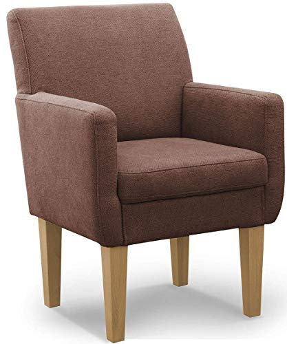 CAVADORE Diningsessel Malm / Polstersessel für Küche oder Esszimmer / Passend zur Küchengarnitur Malm / Leichte Fleckenentfernung dank Soft Clean / 66 x 96 x 71 / Flachgewebe: braun