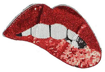 1pc Large Red Lips Patches Iron on Patches or Sew on for Clothing Glitter Sequin Embroidered Red Sequins Lip Patch DIY Motif Embroidered Applique Craft