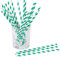 Papierstrohhalme Stripe 25 St. 100% Papier Einweg L:19,7cm biologisch abbaubare Trinkhalme, Farbe:mint