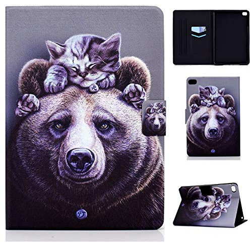 Auslbin Funda para iPad Mini 5/iPad Mini 4/iPad Mini 3/iPad Mini 2/iPad Mini 1,Ultra Slim PU Cuero Funda Flip Casos con Función de Soporte y Auto Sleep/Wake Up,Gato y Oso