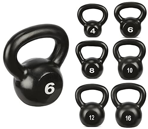 BRAVICH Cast Iron Kettlebell Black Industrial 6kg Home Gym Workout Equipment Strength Fitness Weight Training
