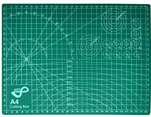 QILZO® Planche à découper double face A4 3 couches pour couture et travaux manuels Base de coupe pour patchwork Cutting Mat Vert 30 x 22 cm