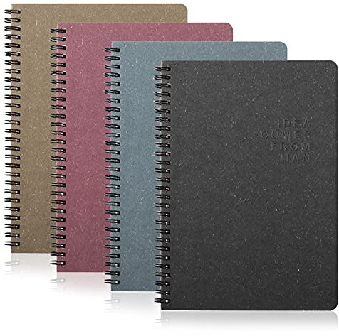 Spiral Notebook,4 Pack Spiral Notebooks Small Notebooks Spiral Bound Notebooks Study Book College Notebooks, Subject Notebooks Planner Notebooks (9.8 x 6.8) (Blue,Gray,Black,Purple)