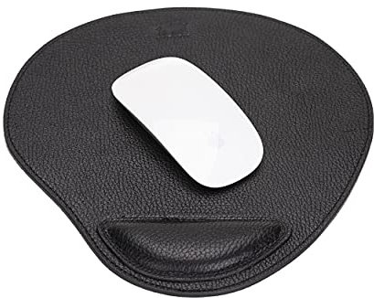 Solo Pelle - Hochwertiges Leder Mauspad mit Handgelenkauflage - Mousepad aus echtem Leder - Unterlage für Computermaus - Leather Pad - Handarbeit Made in Europa (Matt Schwarz)