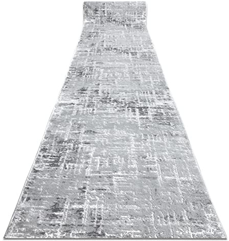 rugsx Modernen Preiswert Läufer MEFE, Läufer Strukturell - Zwei Ebenen aus Vlies Grau/weiß 150x500 cm