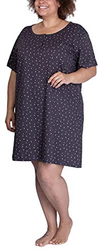 maluuna Damen Übergrößen-Nachthemd mit Punkten aus 100% Baumwolle, Farbe:anthrazit, Größe:4XL