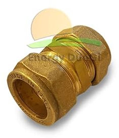 Raccordo diritto doppio a compressione per tubo rame 22 x 22 mm