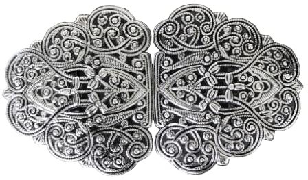 Hartmann-Knöpfe silber Trachten Schürzen Dirndl Schliesse Schnalle Verschluss aus Metallzum Annähen 90mmx50mm (1 Stück)