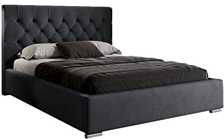 lukmebel Glamour II Polsterbett 160 x 200 cm mit Bettkasten - Doppelbett 160 x 200 mit Lattenrost - Bett 160 x 200 mit Stauraum Jasmine 96