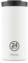 24BOTTLES Travel Tumbler - Trinkflasche 600ml, Thermos Kaffee Tee Getränke, Thermosflasche 6hHot/24hCold, Wasserflasche 100% Versiegeltem Deckel, Umweltfreundliche Trinkflasche Edelstahl, Ice White