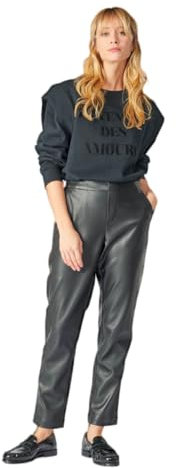 Le Temps des Cerises Pantalon Mineta en Simili Cuir Noir