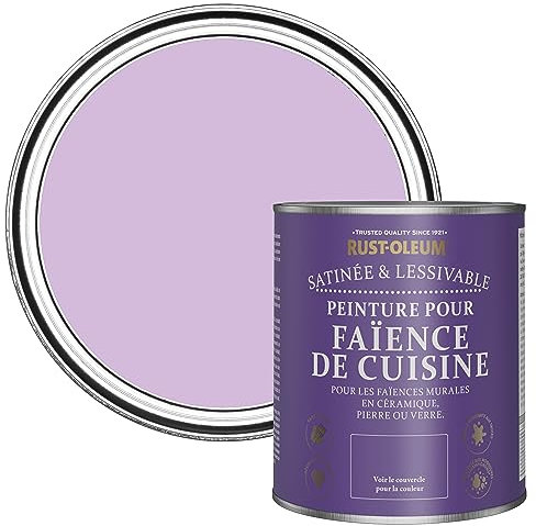Rust-Oleum Peinture Violette Résistante à l'eau pour Faïence de Cuisine, Finition Satinée - Macaron 750ml