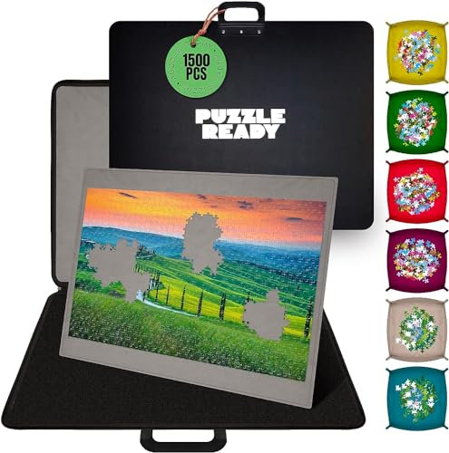 Puzzle Ready 1500-Piece Jigsaw Puzzle Board, Portable Table and Storage with 6 Sorting Trays, 27x36 Porta-Puzzle Jigsaw Caddy with Non-Slip Surface (1500 Pcs Caddy)