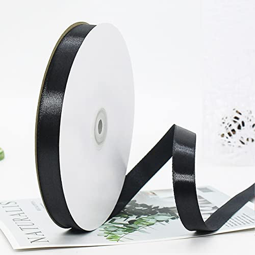 CC wonderland zone Satinband Schwarzer 91m lang x 10mm breit Dekoration Geschenkband,Schleifenband Dekoband Stoffband für Hochzeit