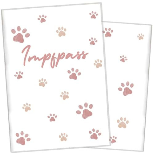 Wilhelm Fell Impfpasshülle für Tiere I Personalisierbar für Dein Haustier I Persönliche Geschenkidee für Haustierbesitzer I Schutzhülle für den Impfpass für Haustiere (Pfote Rosa)