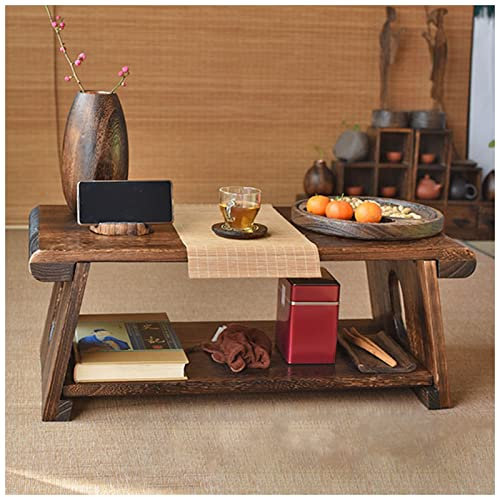Giapponese Pavimento tè Table Laptop Tatami Table Multifunzionale Tavolo Basso Portatile Mini Picnic Mobili per Colazione Servire Vassoio Gaming Scrittura (Color : Brown, S : 60x35x22cm)
