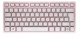 CHERRY KW 7100 MINI BT, Clavier compact multi-appareils avec trois canaux Bluetooth, Disposition française (AZERTY) Design plat, étui de transport inclus, Cherry Blossom