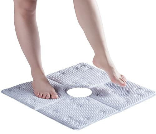 Webos Badewannenmatte, rutschfest: weiche Sicherheitsschaum-Bade- und Duschmatte für Badewanne, geeignet für ältere Menschen und Kinder, 53,3 x 53,3 cm, mit Abflusslöchern und Saugnäpfen, Massagewanne