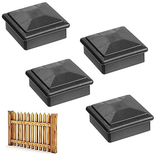 Post Cap 4X4 Fence Post Caps Plastic Cap Post Covers Waterproof Fence Pole Caps Fence Toppers for Wooden Posts Deck Patio Garden Yard Decoration (3.5in x 3.5in) 4PCS