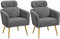 Yaheetech Loungesessel 2er Set aus Bouclé-Gewebe Sessel Polstersessel mit höhenverstellbarer Kopfstütze Fernsehsessel mit Metallbeinen für Wohnzimmer/Büro Dunkelgrau