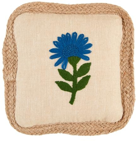 Mud Pie Single Flower Embroidered Pillow