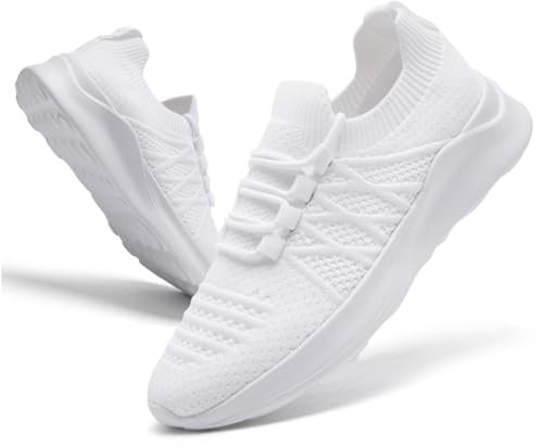 ZDFQLGV Damen Sportschuhe Tennisschuhe Laufschuhe Slip On Schuhe Wanderschuhe Fitnessschuhe Outdoor Freizeitschuhe Leichte Bequeme und atmungsaktive Schuhe Weiss EU 41
