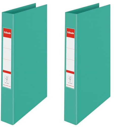 Leitz Esselte Ringordner, 190 Blatt Kapazität, 42 mm Rückenbreite, A4-Ordner mit 2 Ringen und festem Einband, für Zuhause/Büro, zur Schreibtischorganisation, Colour'Breeze Serie, Grün, 626498
