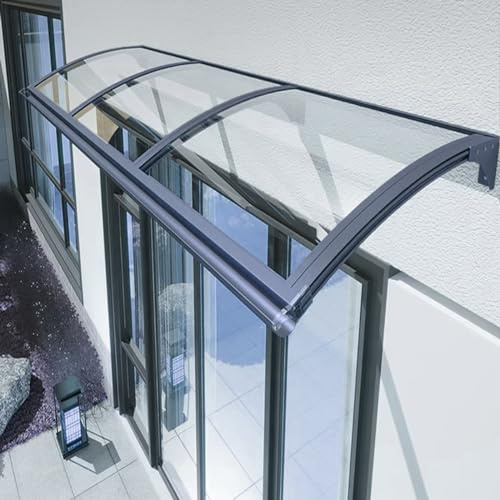 Vordach Haustür,Vordach Überdachung Haustürvordach,Transparent Haustürvordach aus Aluminium und Polycarbonat,UV-beständige,Winddichte Pultvordach,Großes Waschbecken (120x300cm/47 x118)