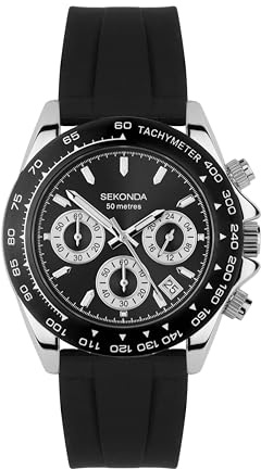 Sekonda Classic Circuit Herren-Chronograph, 43 mm, analog, Datumsanzeige, Edelstahlarmband