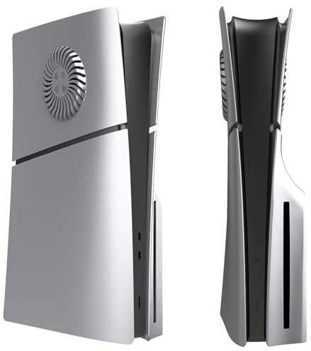 Hzxkqmil Replacement Faceplate Cover Plates for PS5 Slim Console Disc Edition, Side Plates with Cooling Vents Custom Shell ABS Case Anti-Scratch Shockproof Accessories, Silver